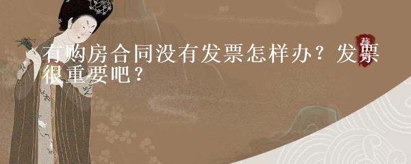 只有购房合同没有发票，购房过程中的风险与应对之策